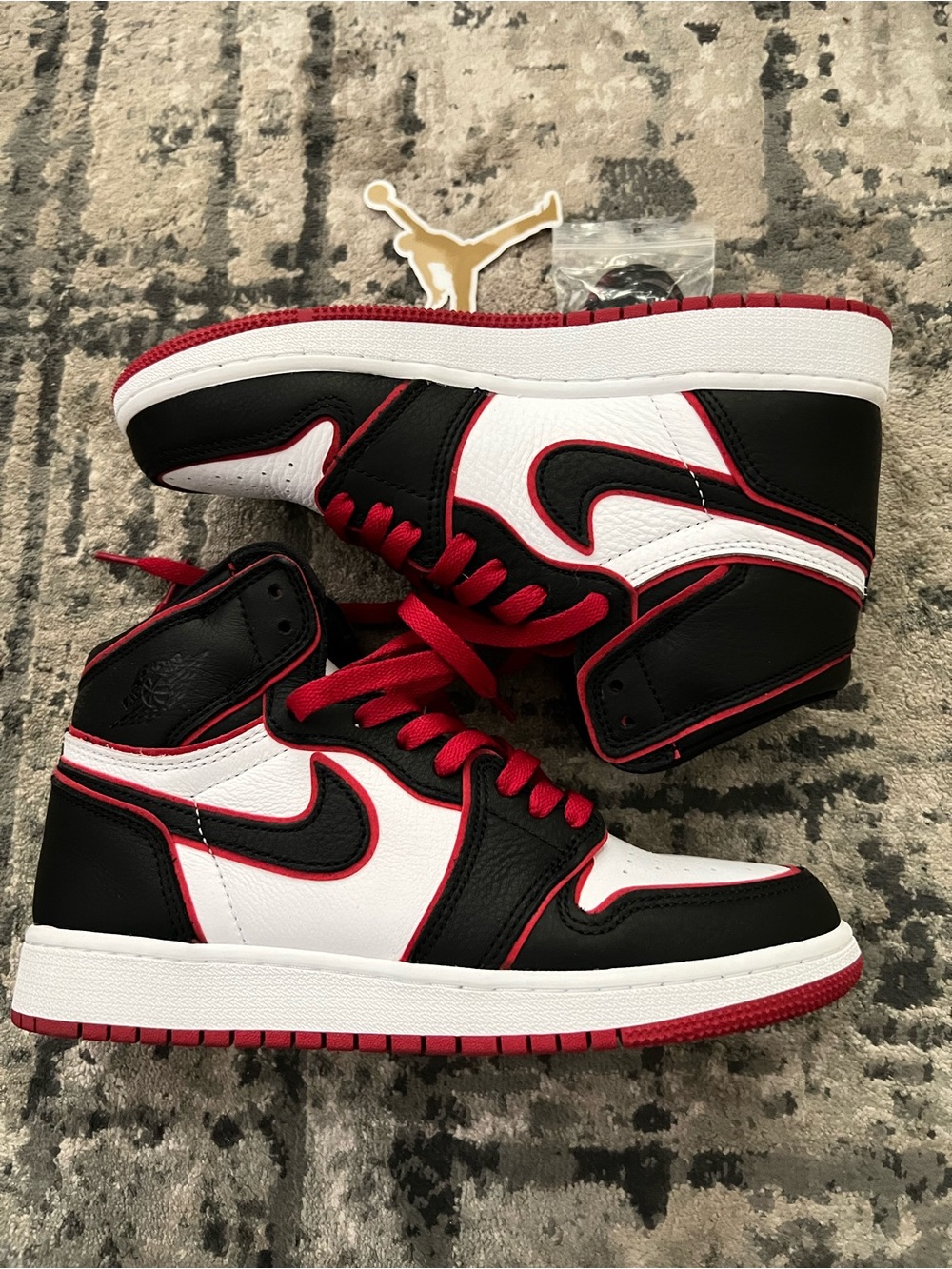 Jordan Kids Black White Red High-Top Sneakers
